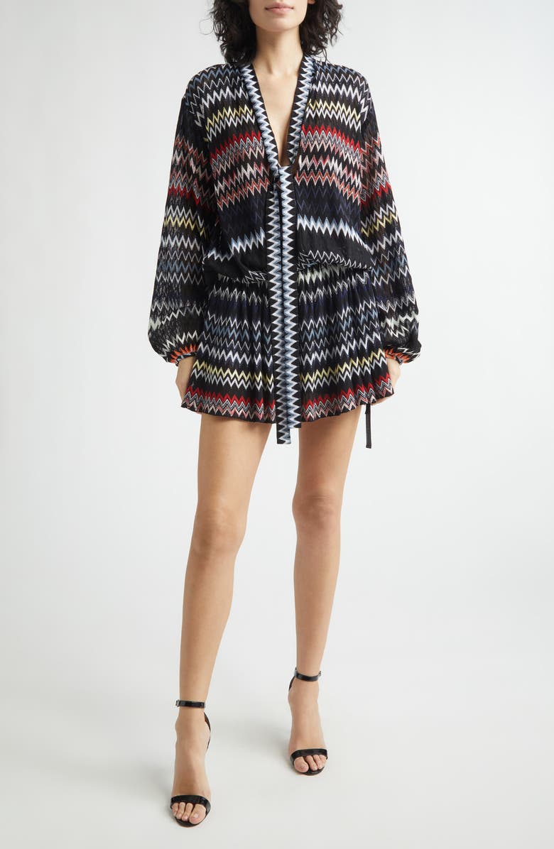 Missoni Long Sleeve Zigzag Knit Minidress, Alternate, color, Multicolor W Black Bs