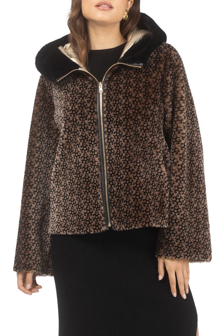 Genuine Shearling Jacket, Reversible, Main, color, BROWN/BLACK INSIGNIA