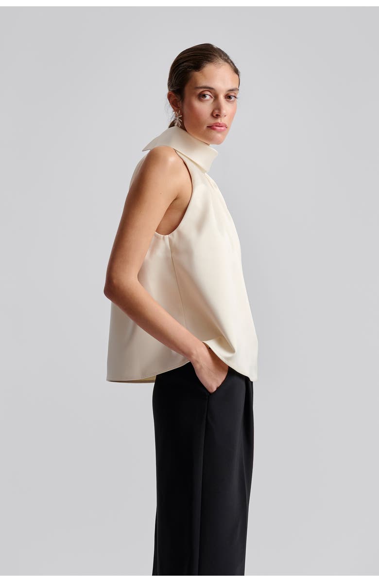 Malina Minea Satin Halterneck Top, Alternate, color, Vanilla
