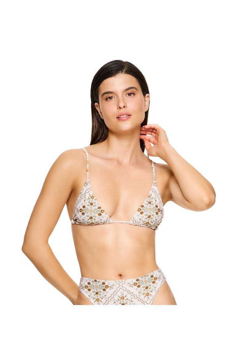 Love Notes Reversible Triangle Bikini Top Swimsuit, Main, color, Cream-Brown