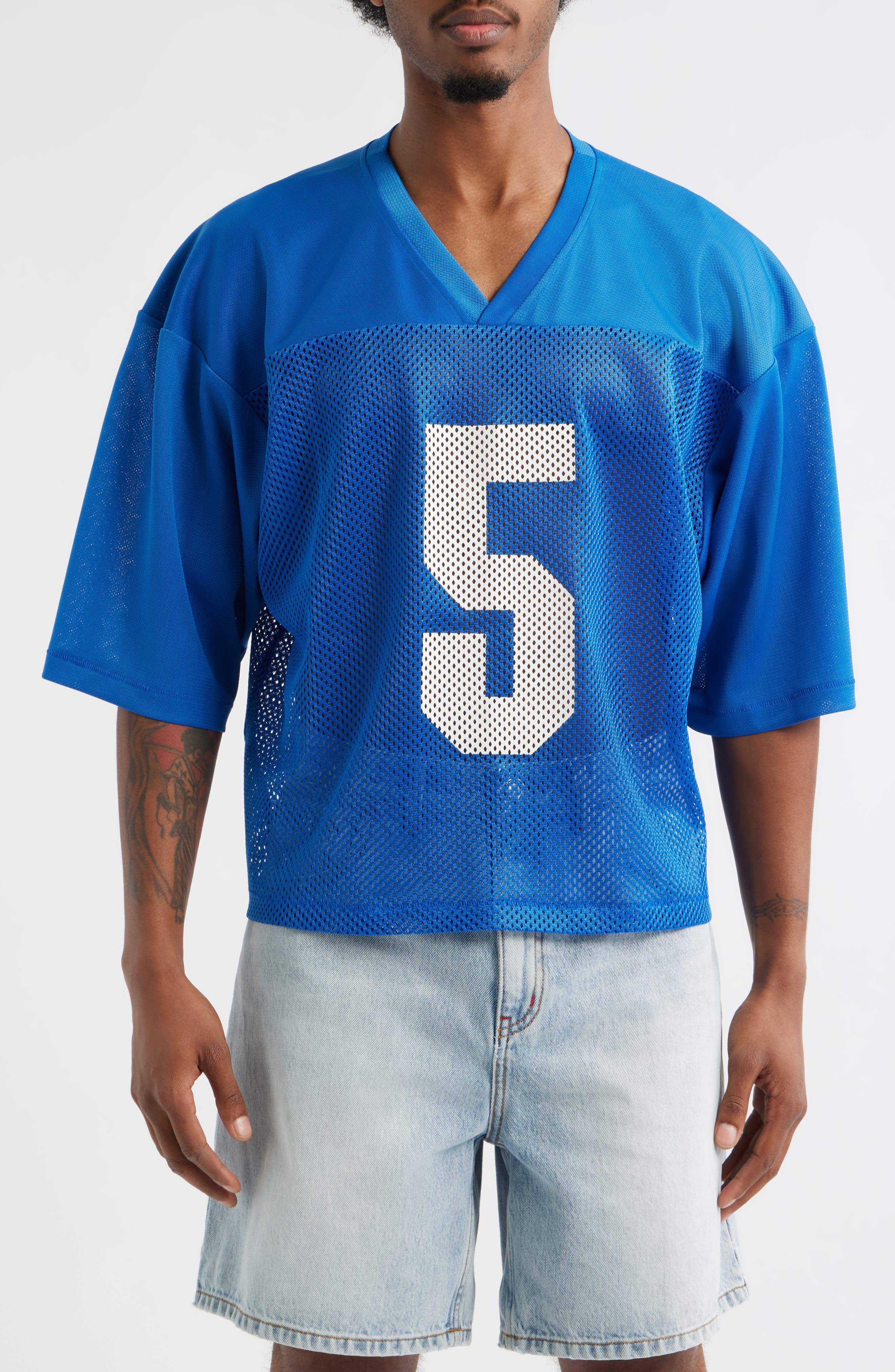 Elwood Oversize Crop Mesh Football Jersey