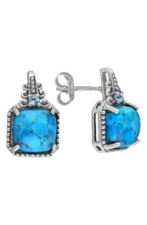 Mohave Turquoise & Blue Topaz Stud Earrings