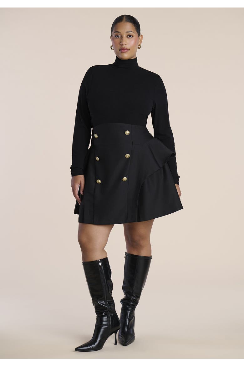 Military Mini Skirt, Main, color, BLACK ONYX