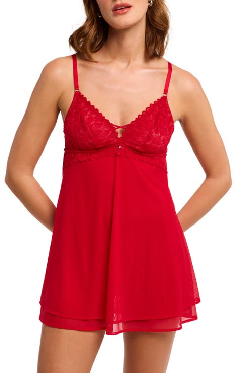 Lacy Babydoll Chemise & Thong Set