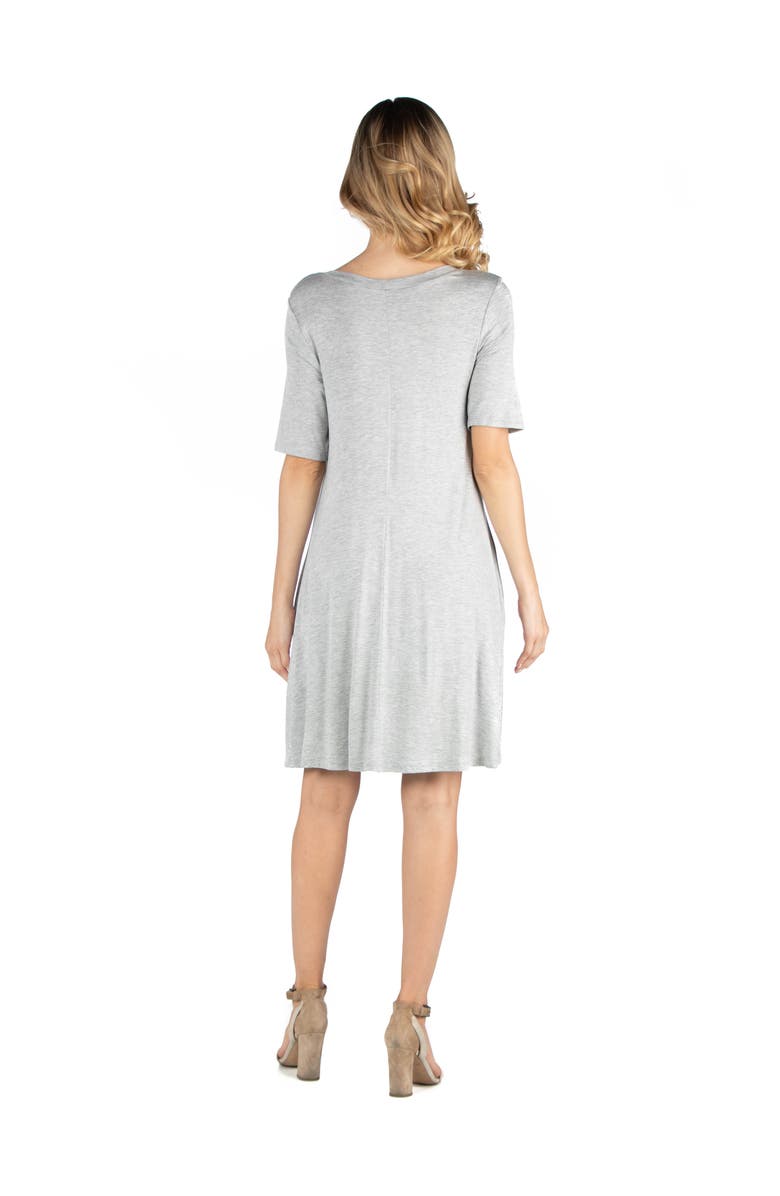 24seven Comfort Apparel Maternity Soft Flare T-Shirt Dress with Pocket Detail, Alternate, color, Heather