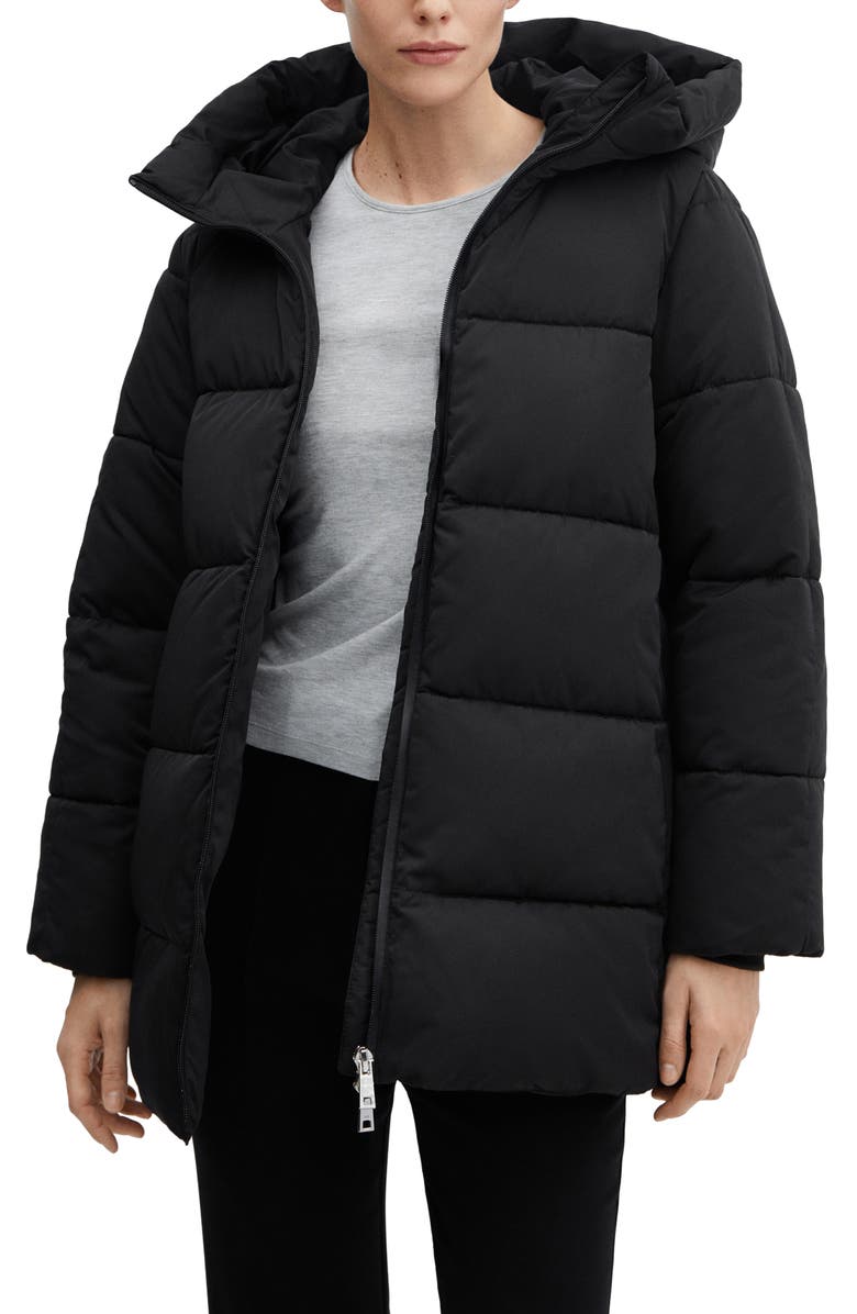 MANGO Quilted Hooded Water Repellent Puffer Jacket, Main, color,