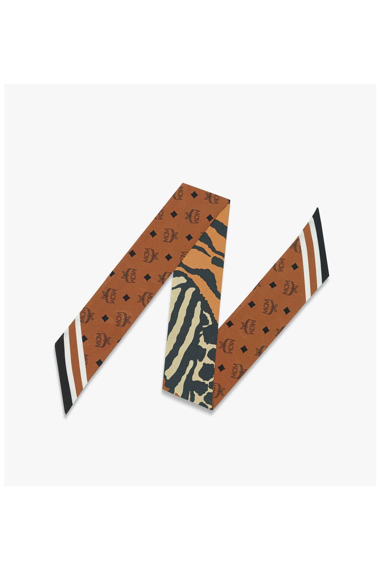 Animalier Petite Silk Scarf, Alternate, color, Cognac