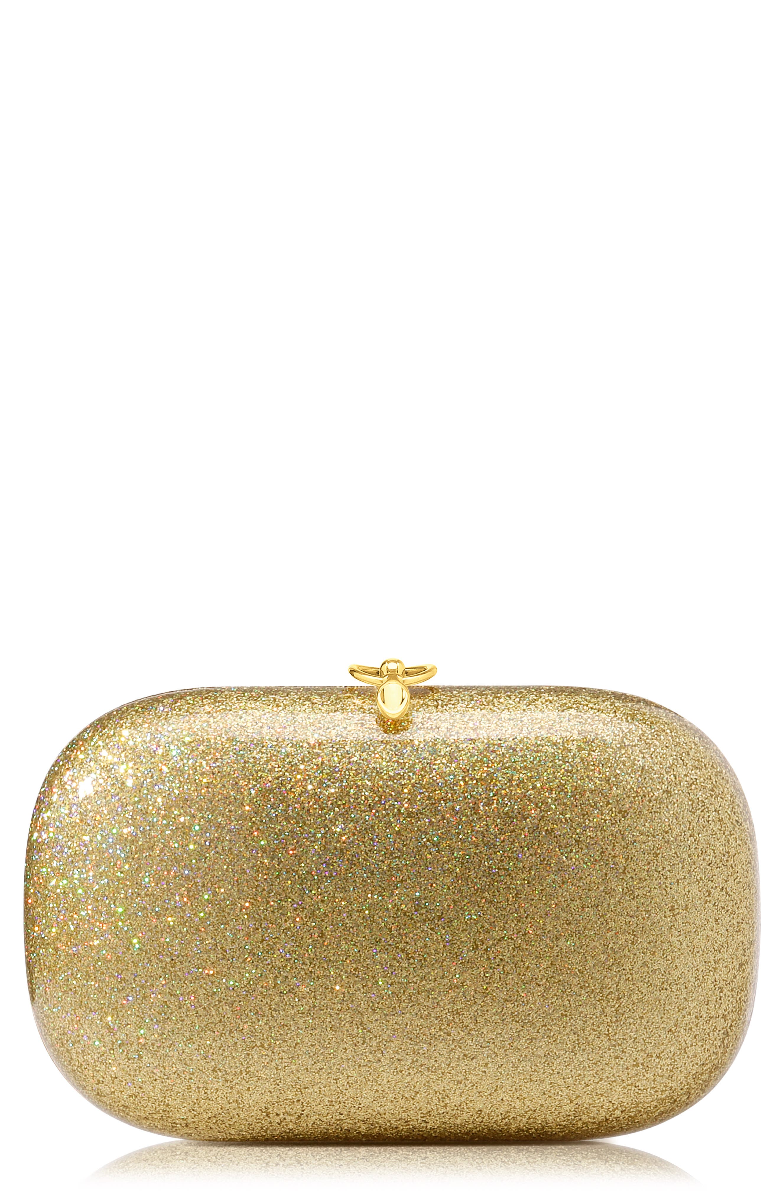 Elina Plus Rainbow Dust Clutch, Main, color, GOLD