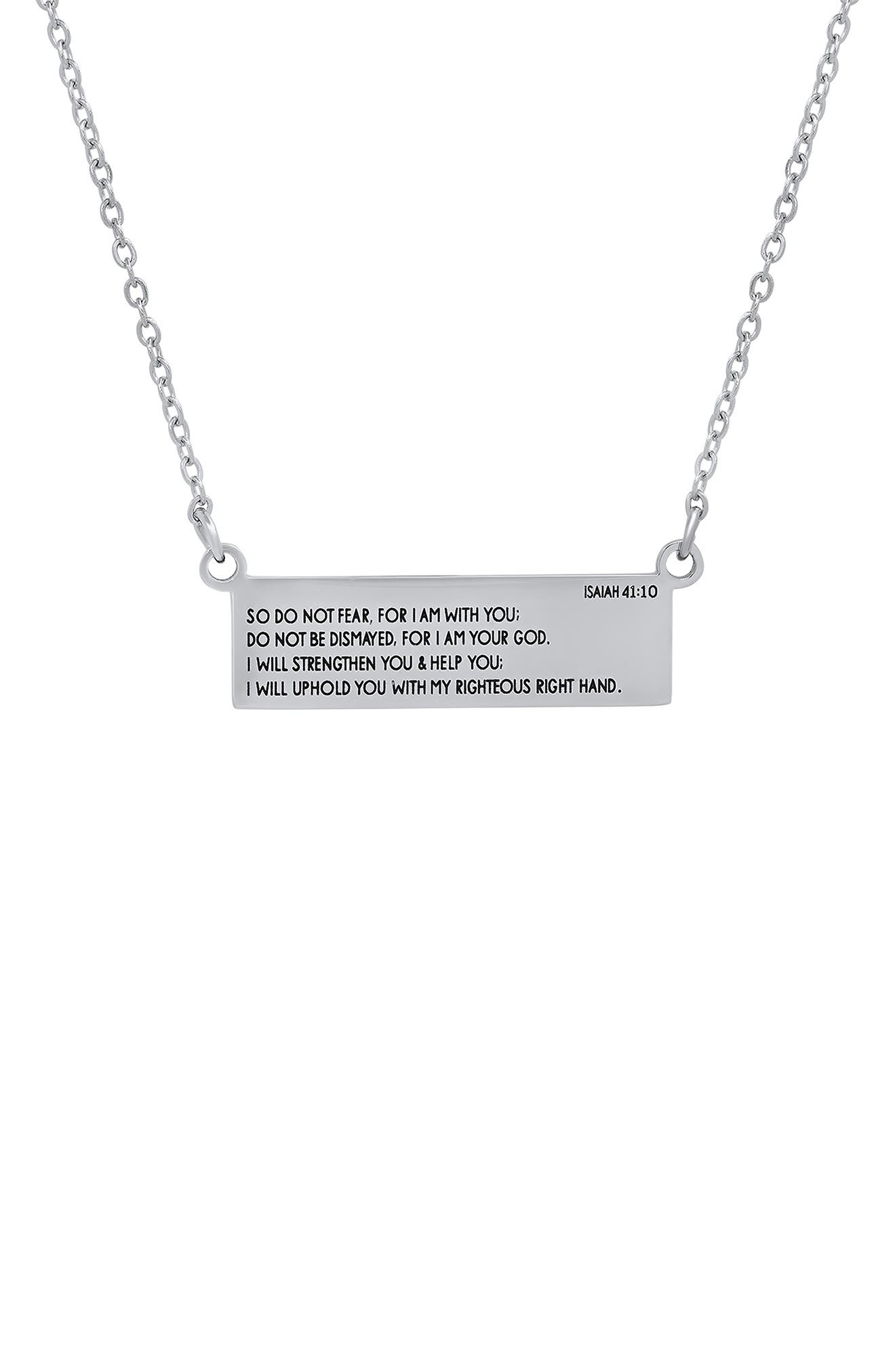 HMY JEWELRY Stainless Steel Religious Bar Pendant Necklace