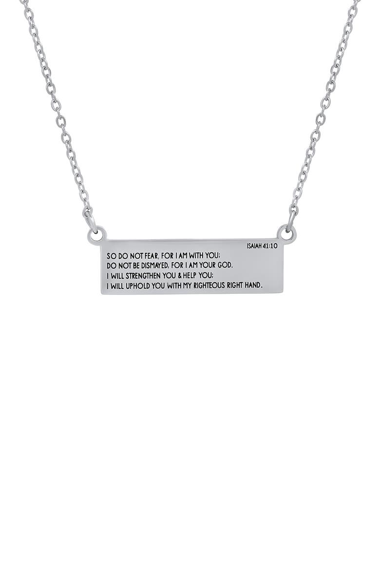 Stainless Steel Religious Bar Pendant Necklace, Main, color, METALLIC
