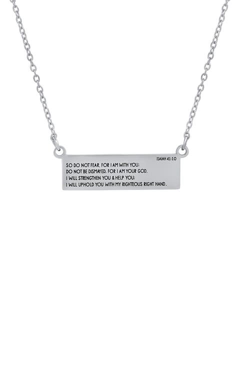 Stainless Steel Religious Bar Pendant Necklace