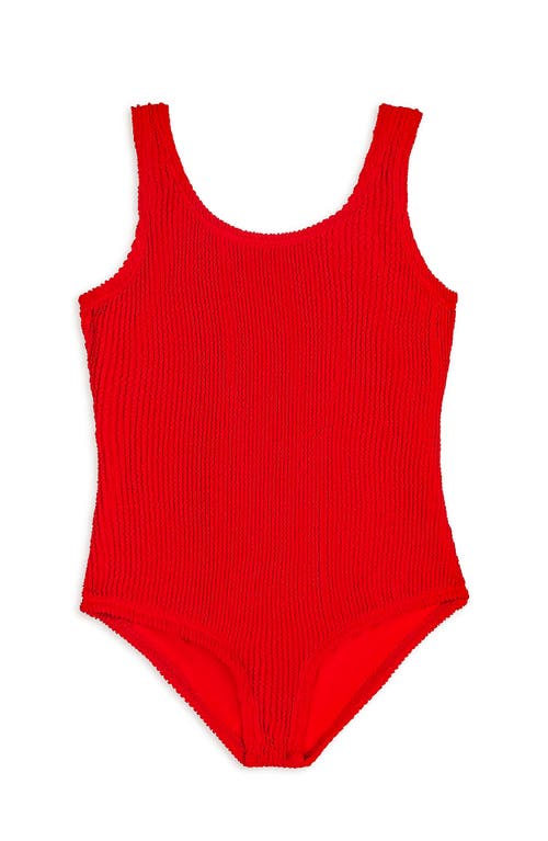 Limeapple Crinkle One Piece Swimsuit In Red
