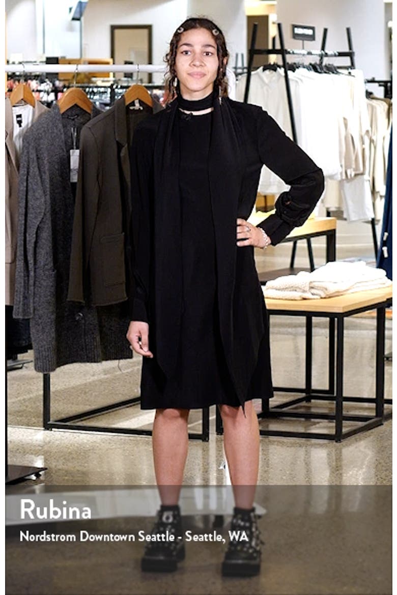 Scarf Neck Long Sleeve Silk Dress video
