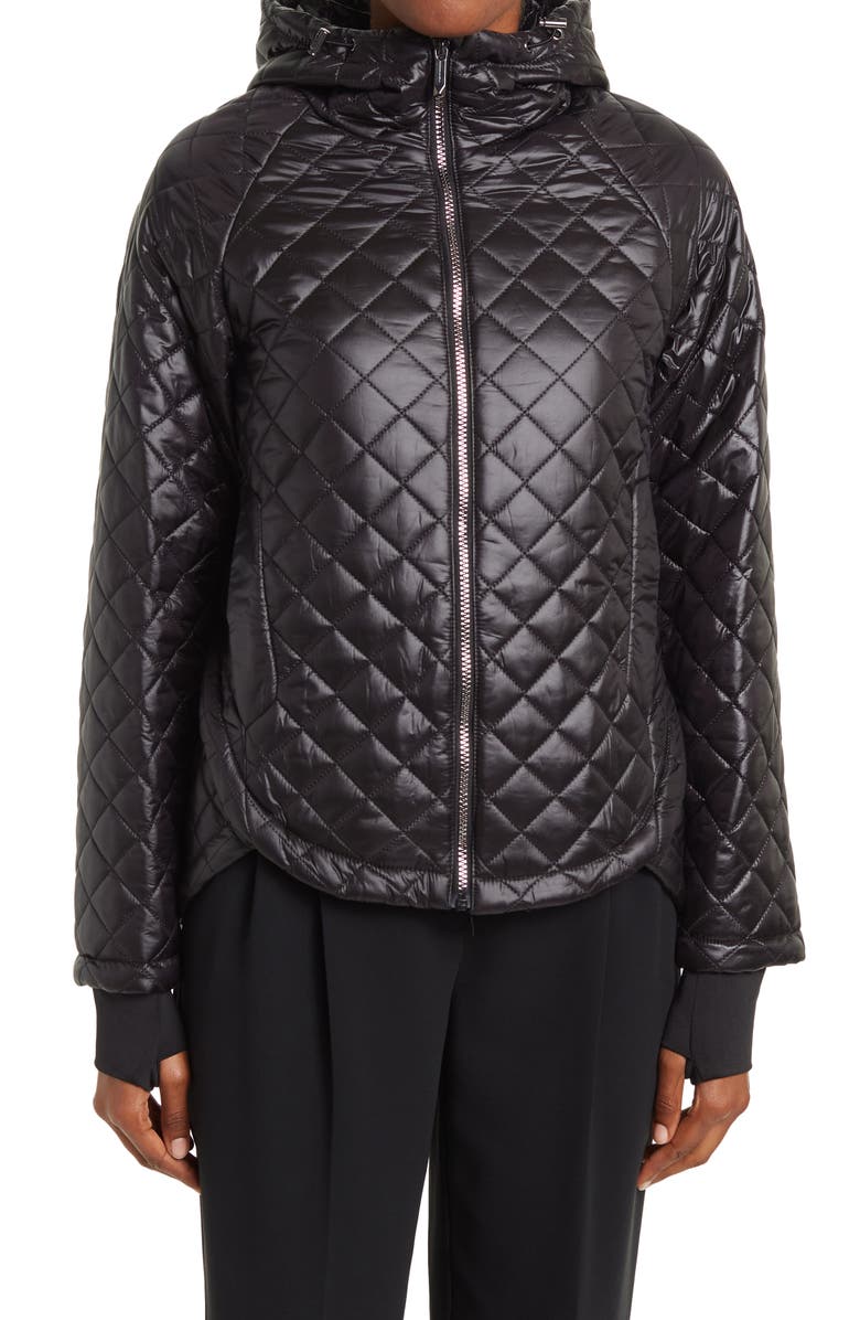 BCBGMAXAZRIA Quilted Hooded Zip Front Jacket, Alternate, color, 