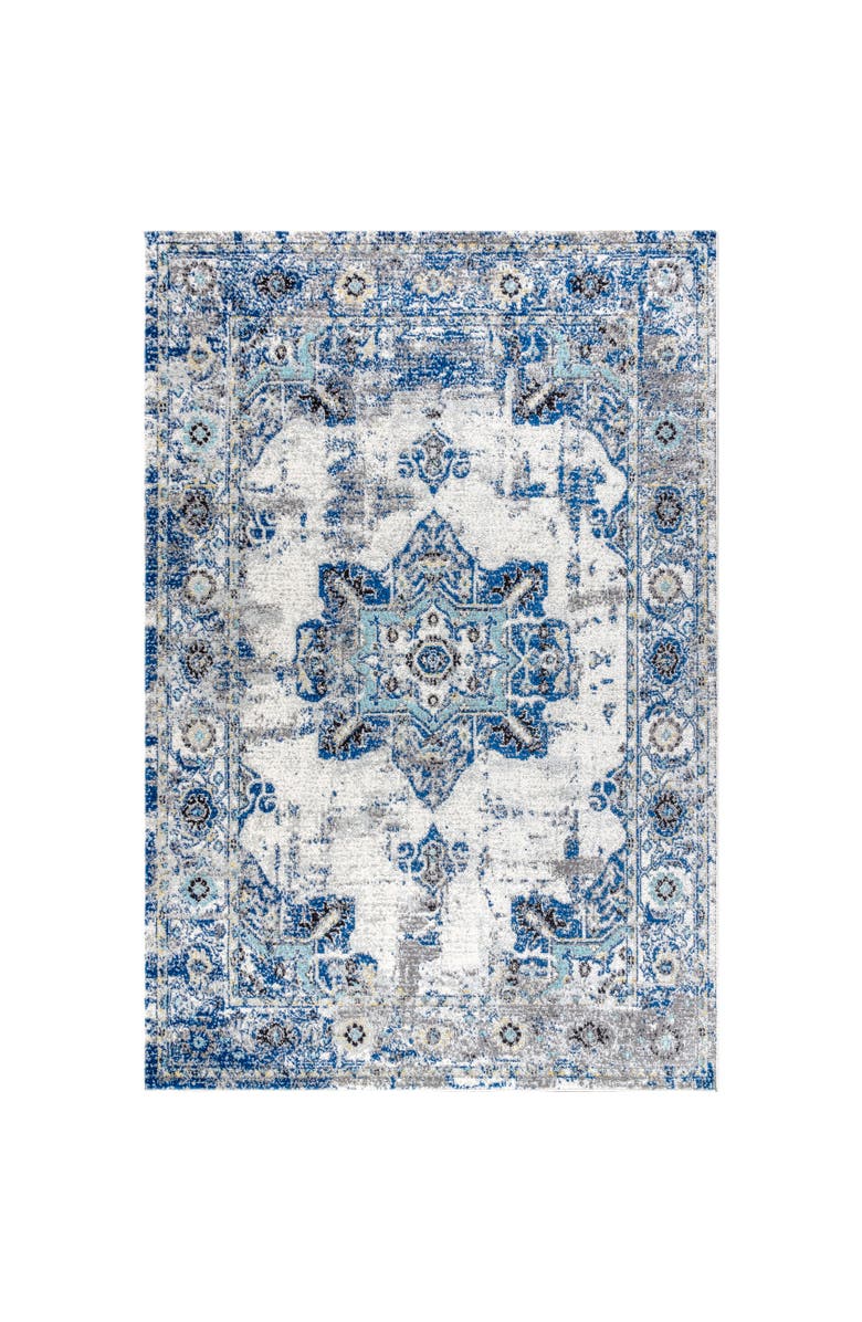 JONATHAN Y Modern Persian Boho Vintage Medallion Area Rug, Alternate, color, Ivory/Blue