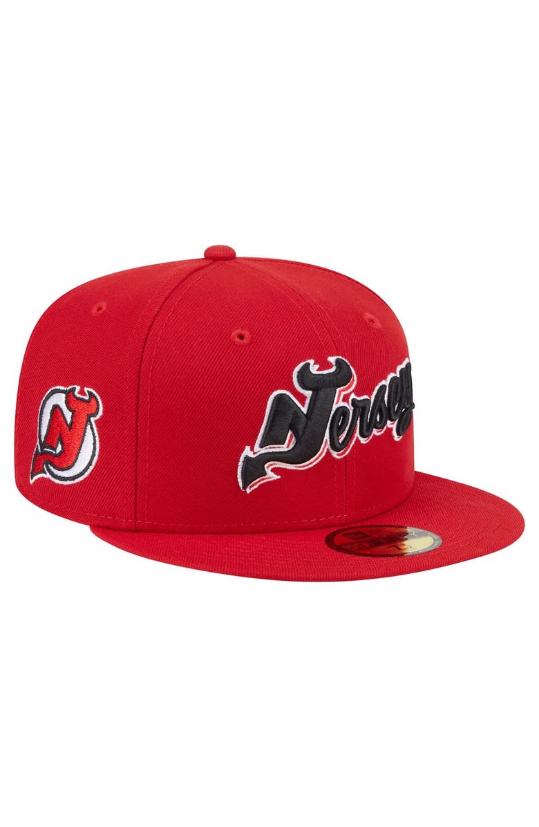 New Era Men's New Era Red New Jersey Devils Deceptor 59FIFTY Fitted Hat, Main, color,