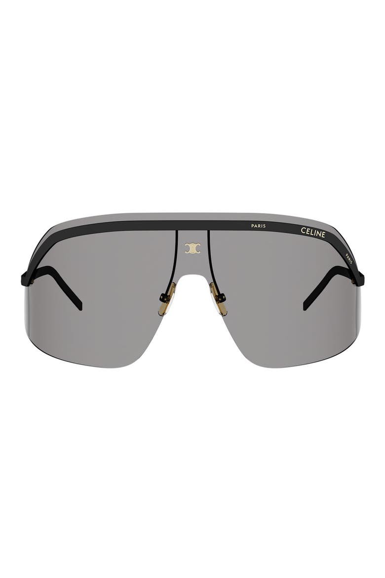 Morning Shade Rimless Mask Sunglasses, Main, color, SHINY BLACK / SMOKE