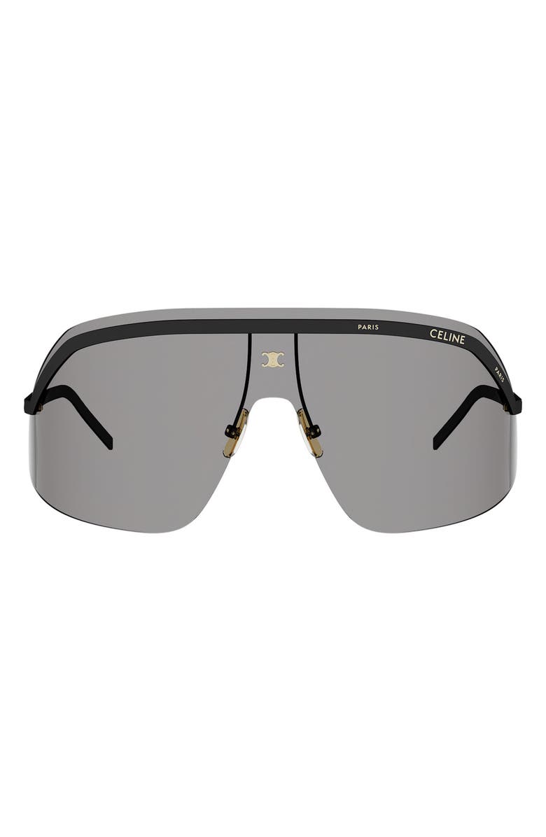 CELINE Morning Shade Rimless Mask Sunglasses, Main, color, Shiny Black / Smoke