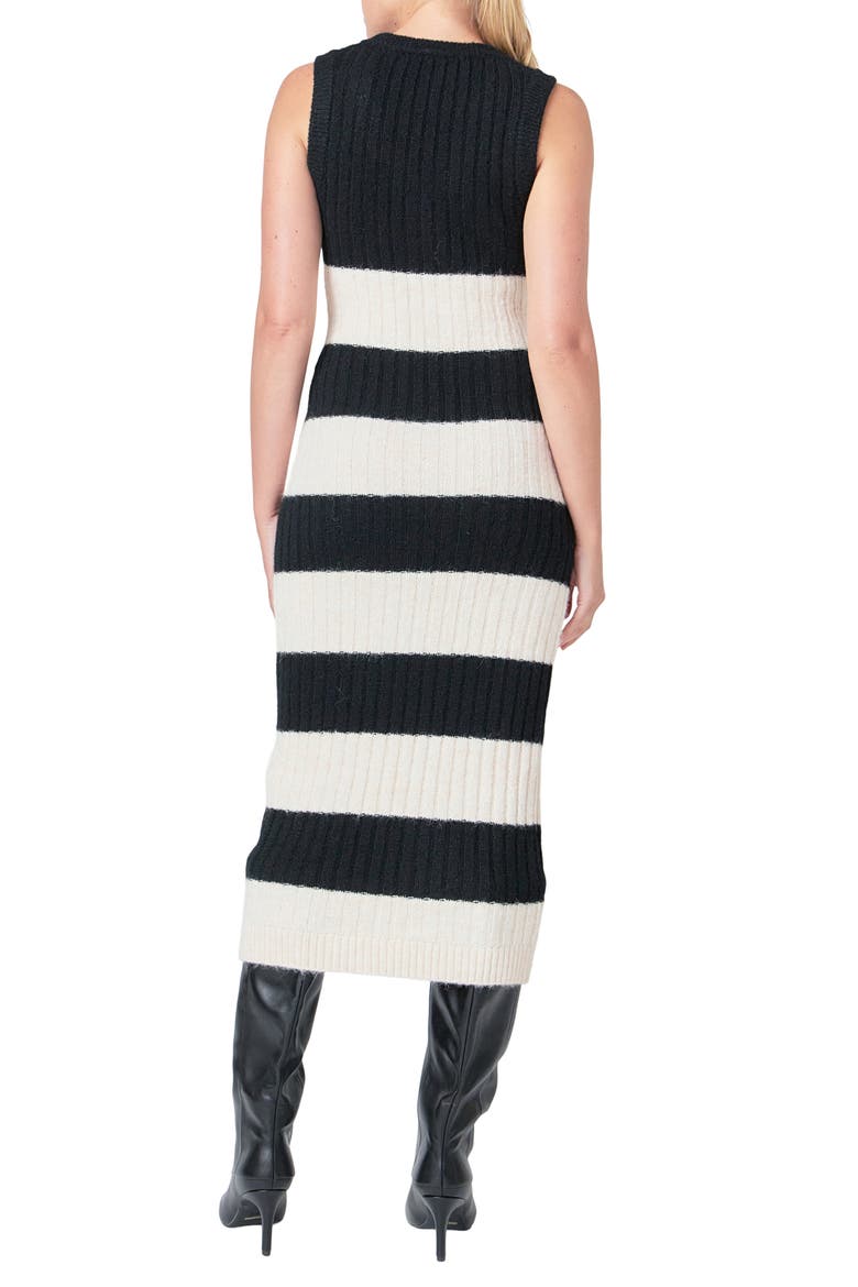 Stripe Midi Sweater Dress, Alternate, color, BLACK/ CREAM