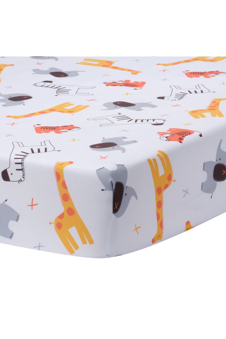 Lollipop Jungle Baby Fitted Crib Sheet, Main, color, White