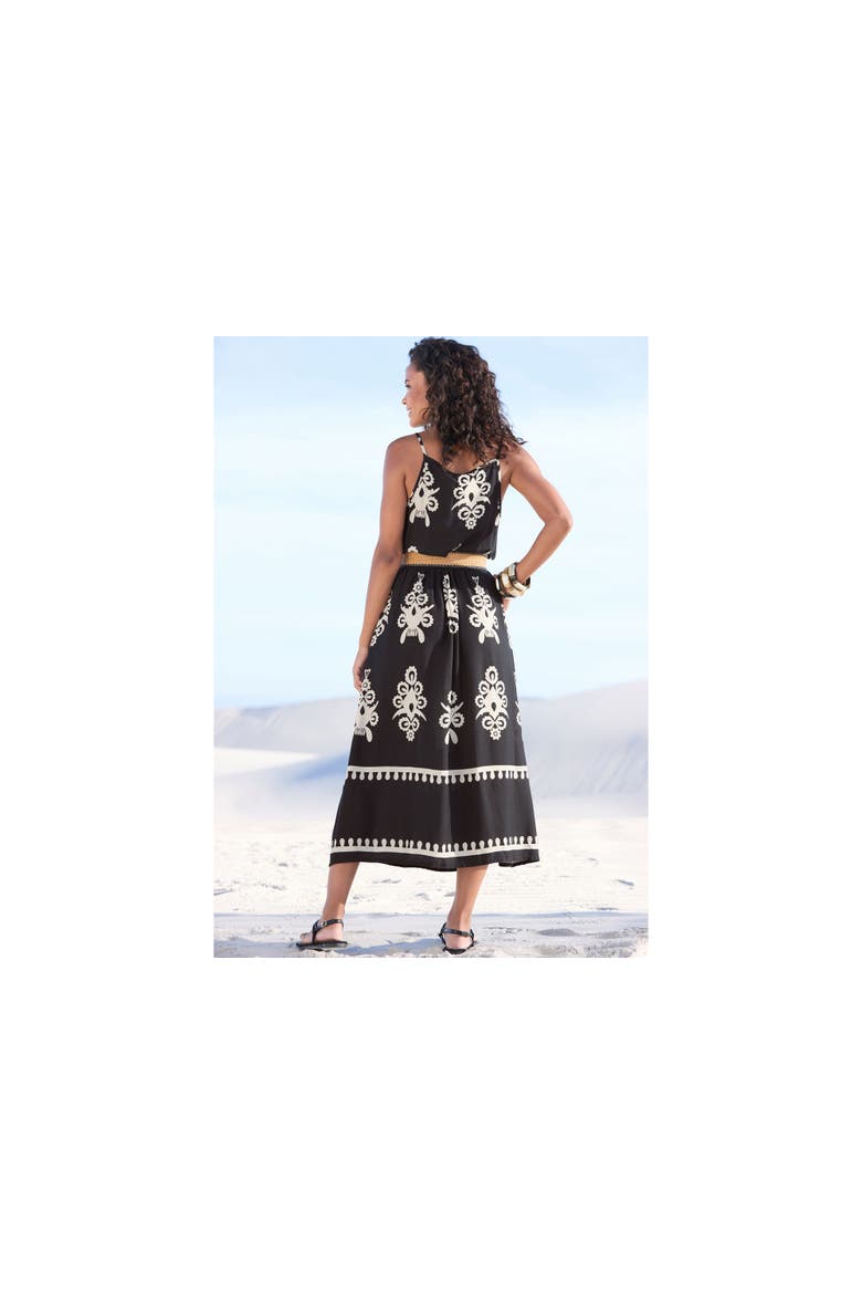 Ornamental Print Dress, Alternate, color, Black & Sand