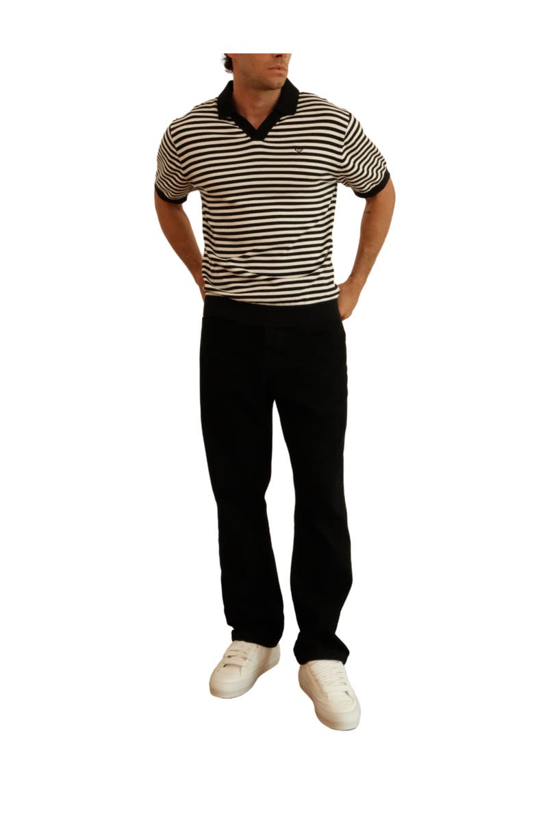 Walker & Hunt Milton Striped Polo Shirt, Alternate, color, Black & Cream