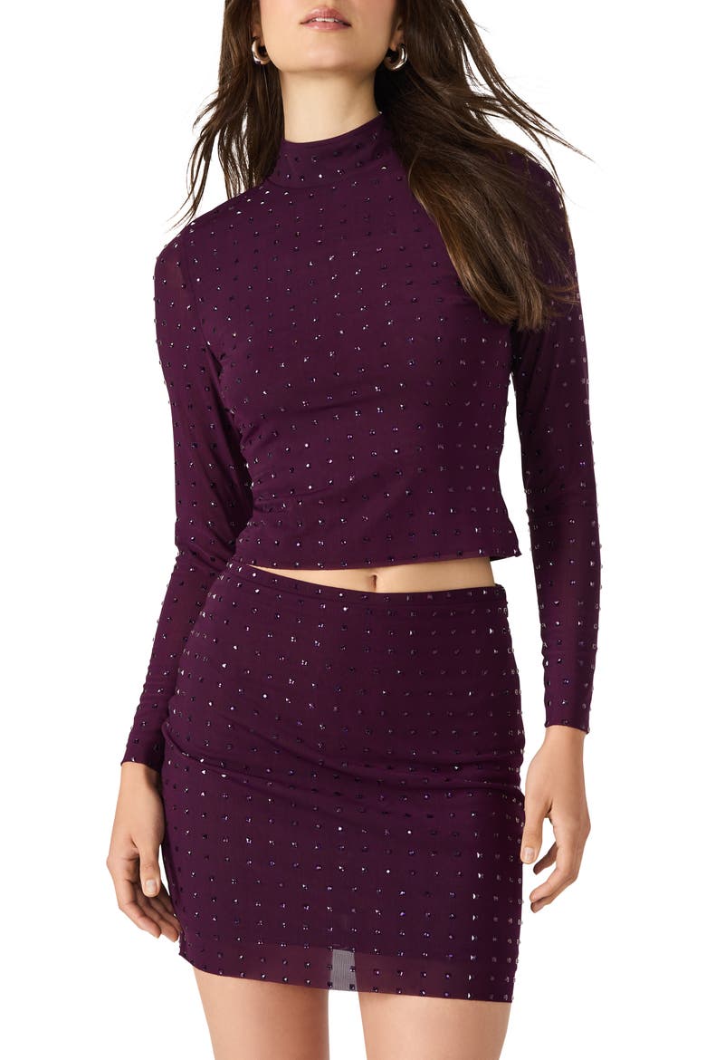 Melvina Stud Mock Neck Knit Top, Main, color, BEET