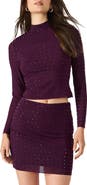 Steve Madden Melvina Stud Mock Neck Knit Top