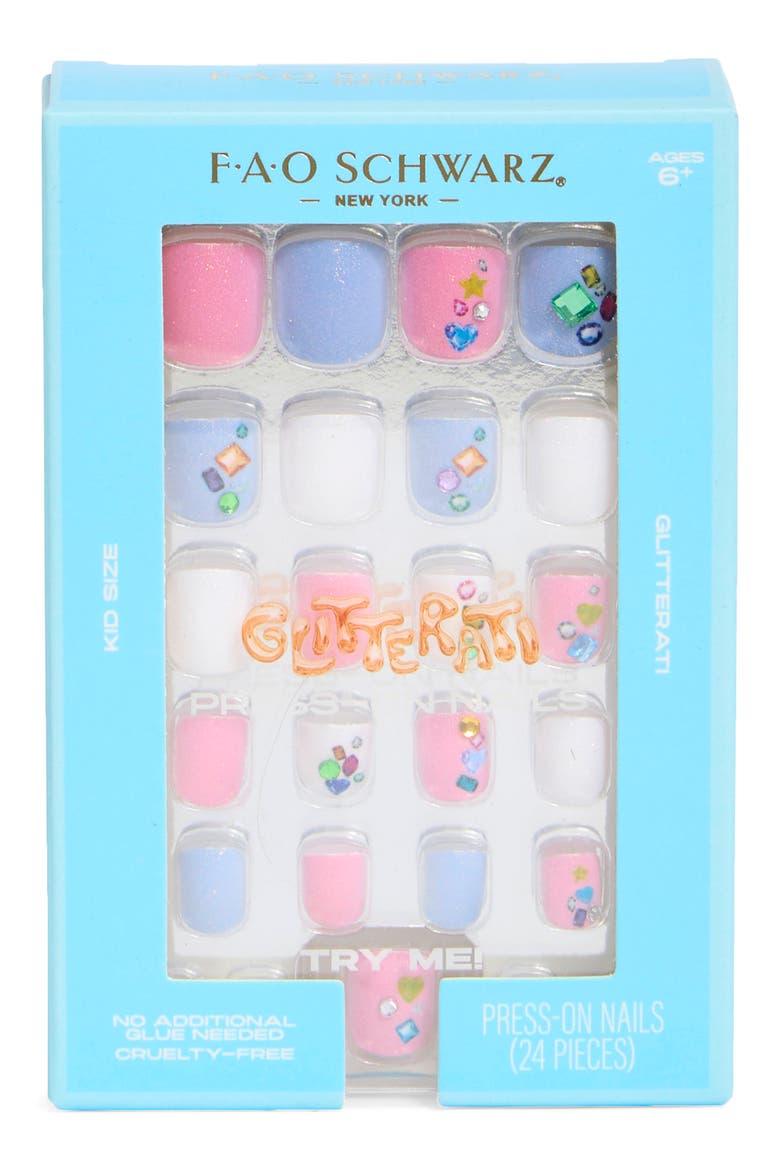 Kids' 24-Piece Rhinestone Press-On Nails, Main, color, OPEN MISCELLANEOUS