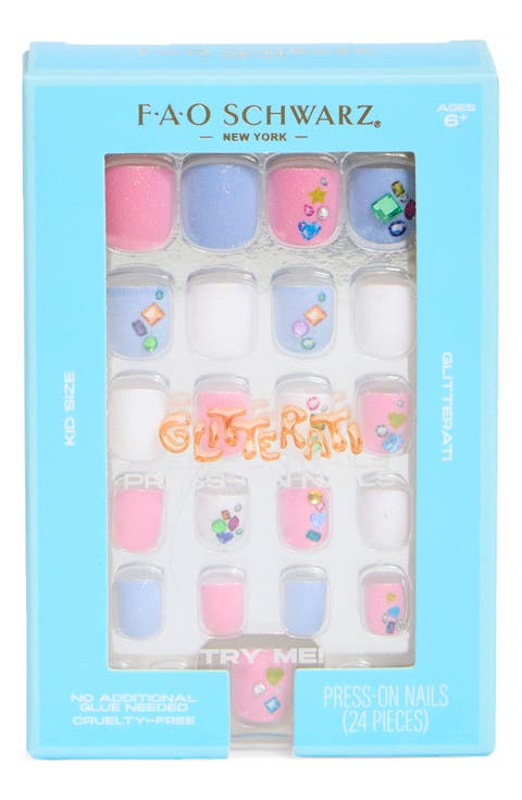 Kids' 24-Piece Rhinestone Press-On Nails