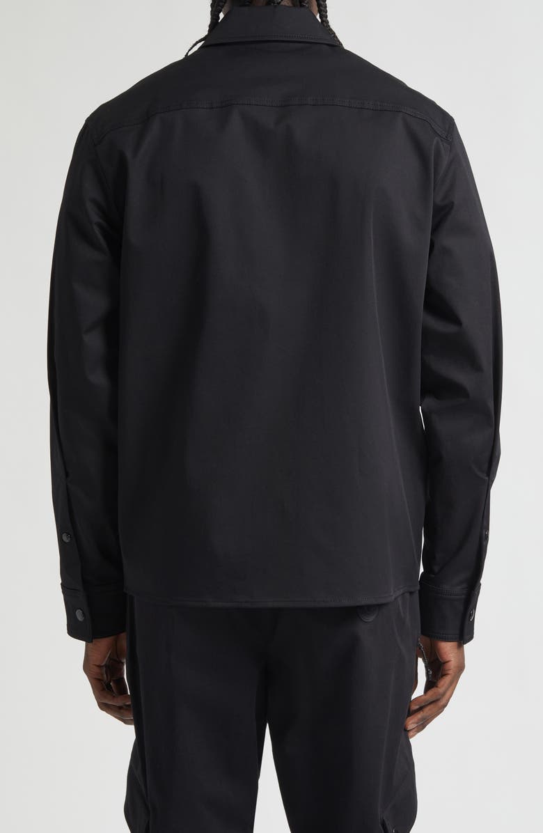 Moncler Stretch Cotton Zip Shirt, Alternate, color, Black