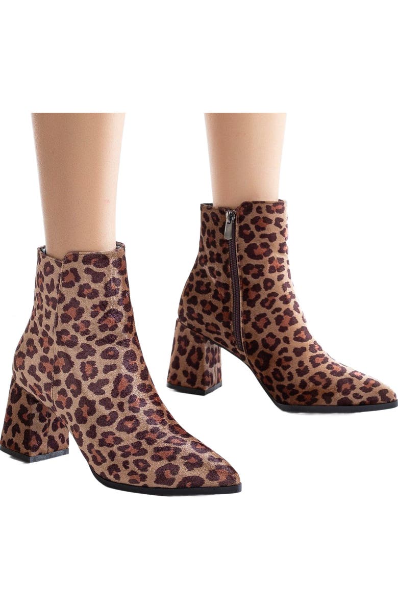 Forever & Always Shoes Leia Leopard Print Ankle Boots, Alternate, color,