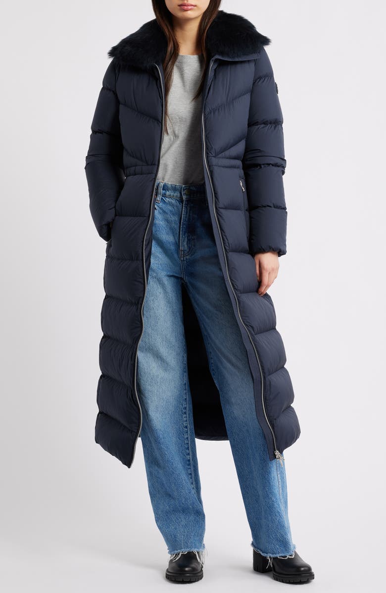 Moose Knuckles Belle Cote Down Puffer Coat with Genuine Shearling Collar, Alternate, color, Navy W/ Navy Sh