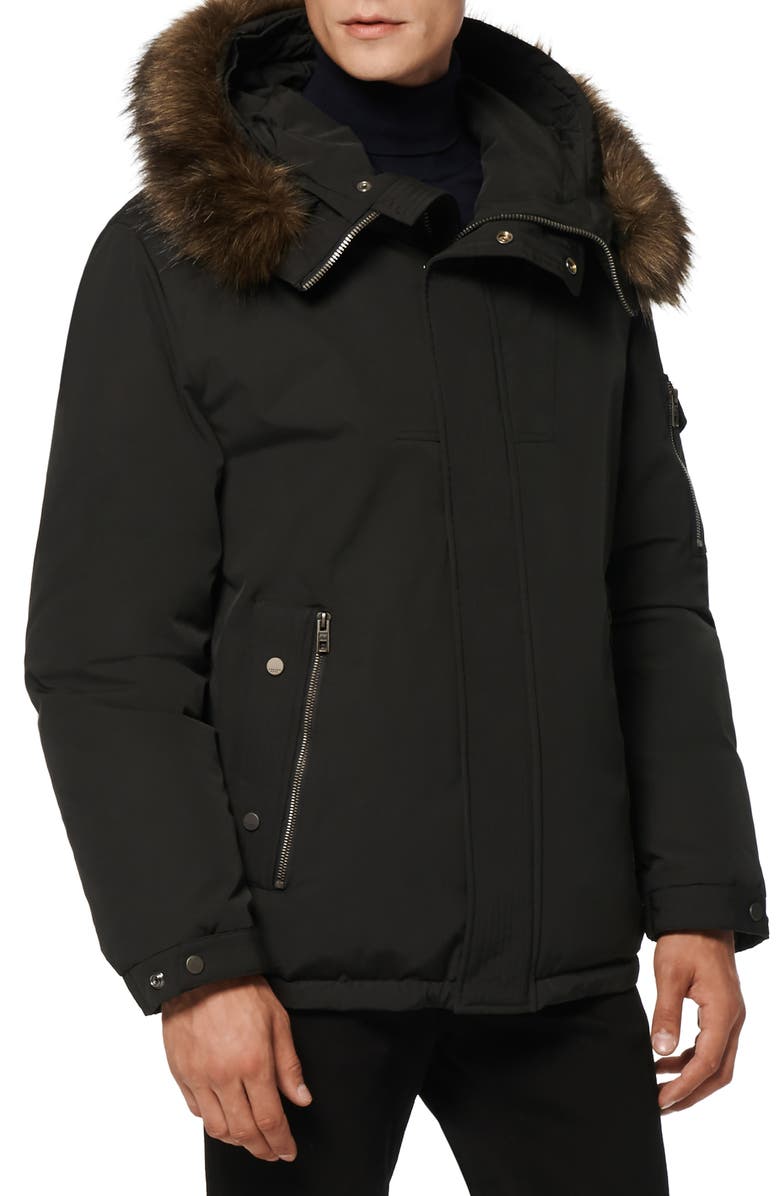 Andrew Marc Daytona Faux Fur Trim Hooded Down Snorkel Jacket, Alternate, color, 