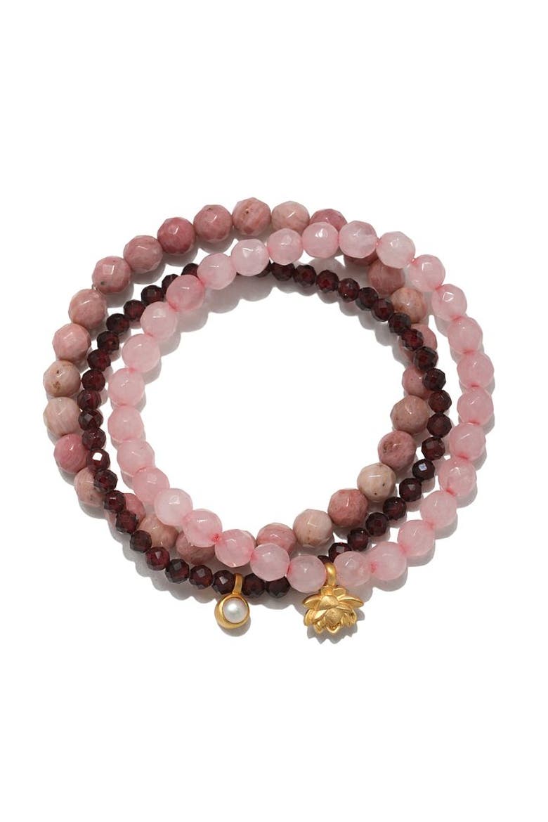 Manifest Love Gemstone Bracelet Set, Main, color, Red