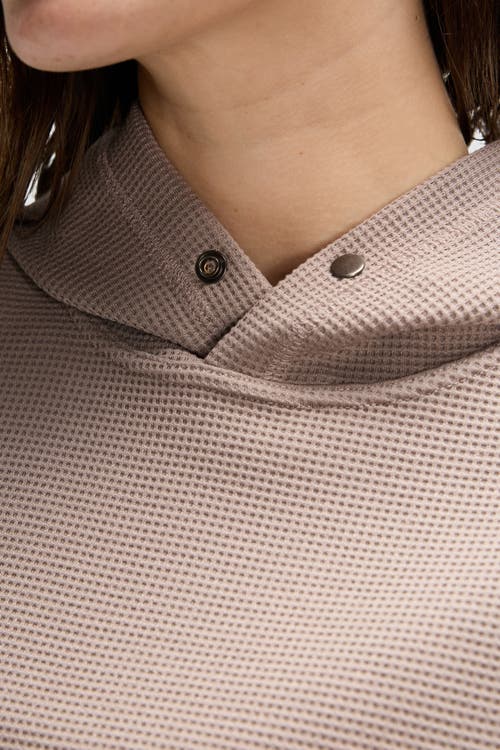 Peloton Waffle Snap Pull Over Hoodie In Taupe Grey
