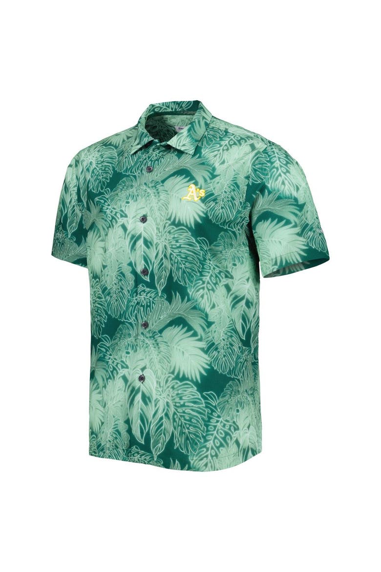 Men's Tommy Bahama Green Oakland Athletics Bahama Coast Luminescent Fronds IslandZone Button-Up Camp Shirt, Alternate, color, Green