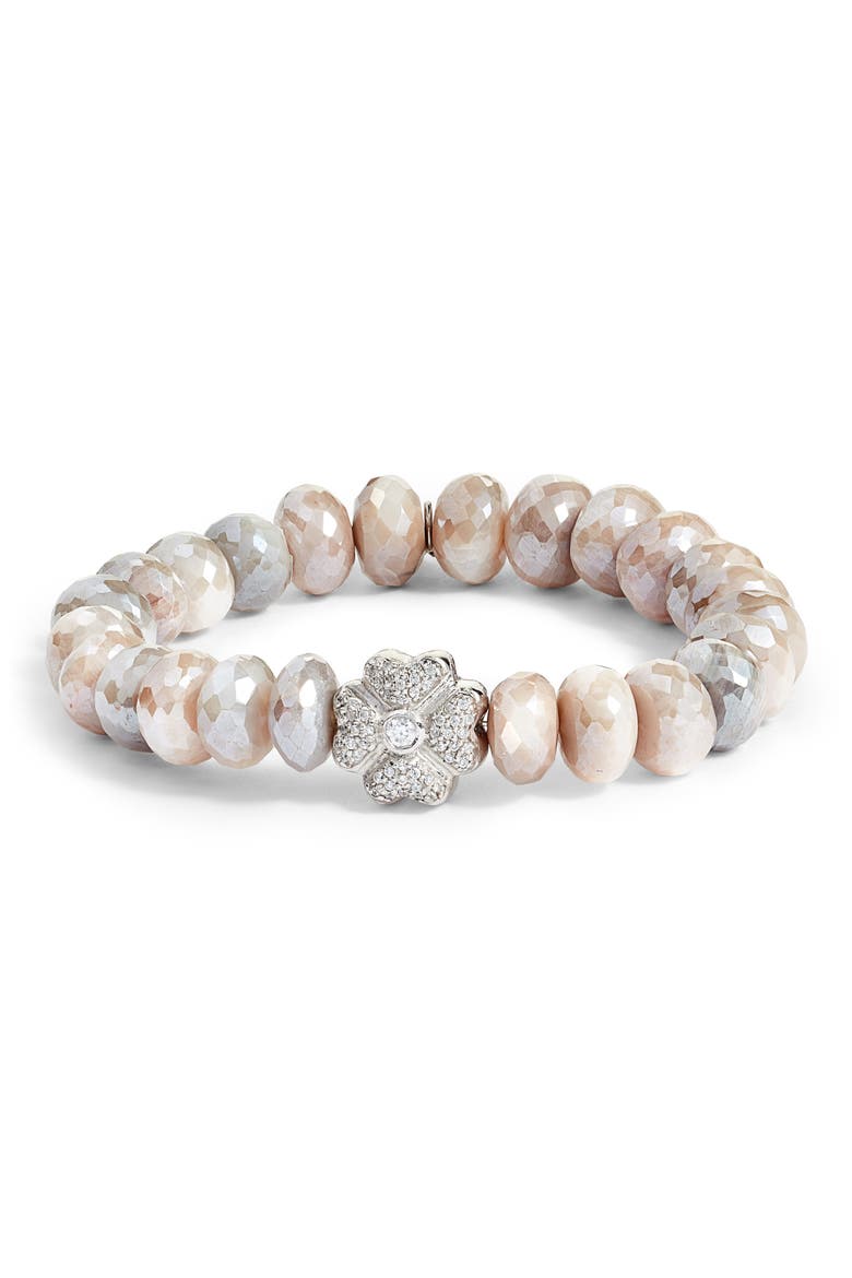 Mystic Moonstone Beaded Bracelet, Main, color, SILVER
