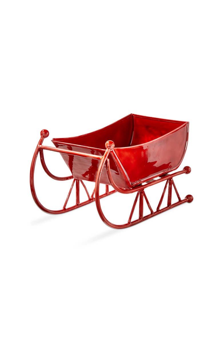 tag Vintage Red Sleigh Enamel Decorative Sculpture for Christmas, Main, color, 