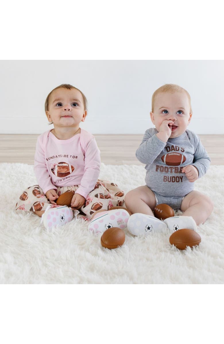 Sweet Wink Dad's Football Buddy Long Sleeve Bodysuit, Alternate, color, Grey