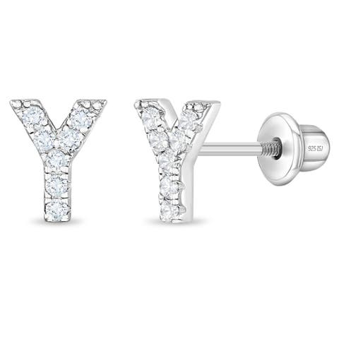 Cubic Zirconia Letter Initial Earrings