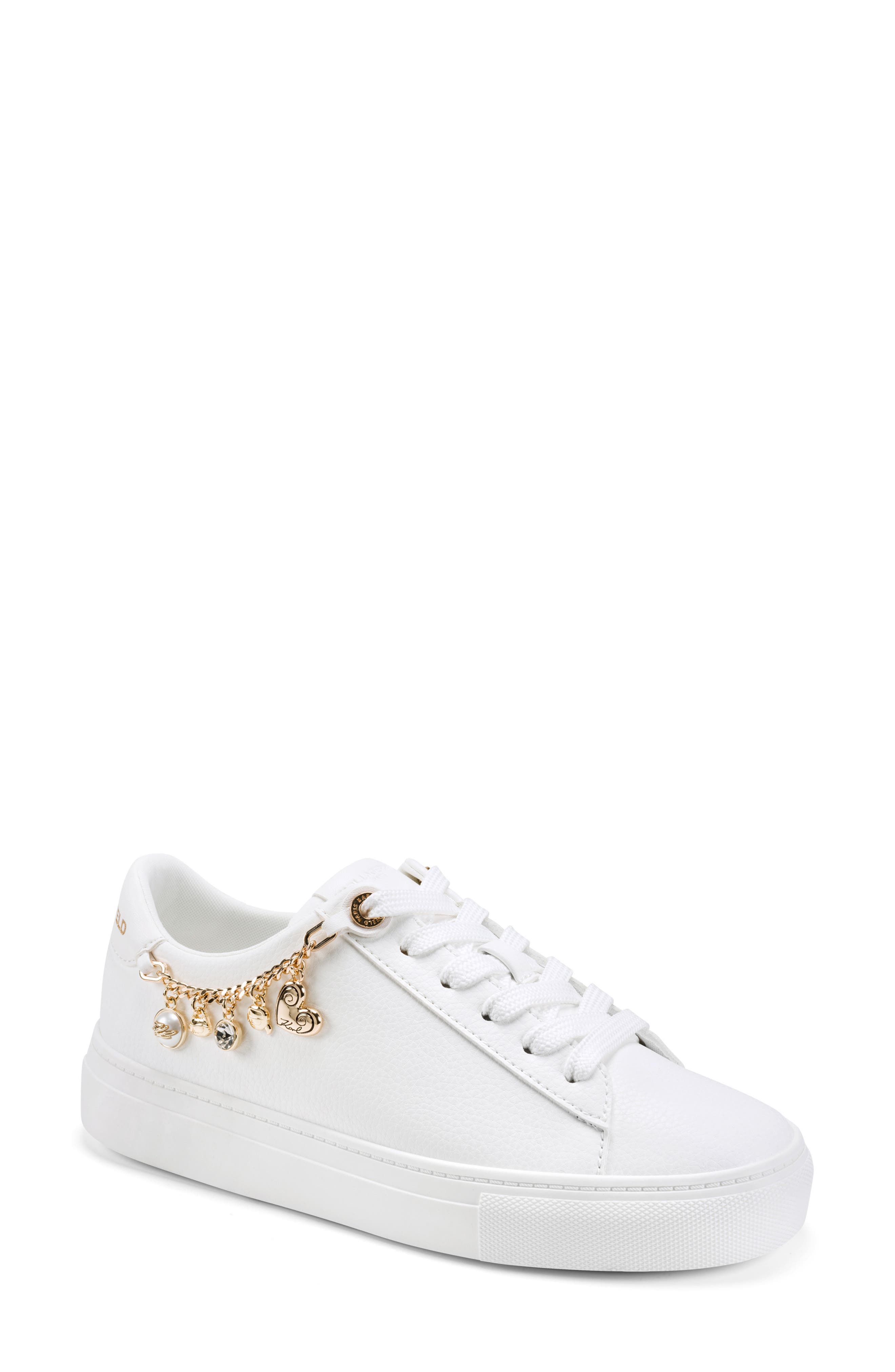 KARL LAGERFELD PARIS Cate Charms Sneaker, Main, color, Bright White