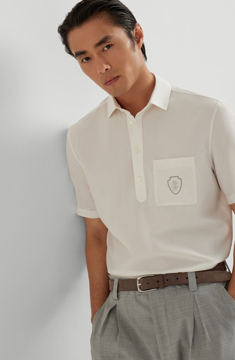 Brunello Cucinelli Polo with pocket and logo, Alternate, color, White