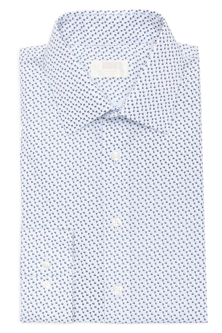 Trim Fit Geometric Daisy Non-Iron Dress Shirt, Alternate, color, BLUE DAISY GEO