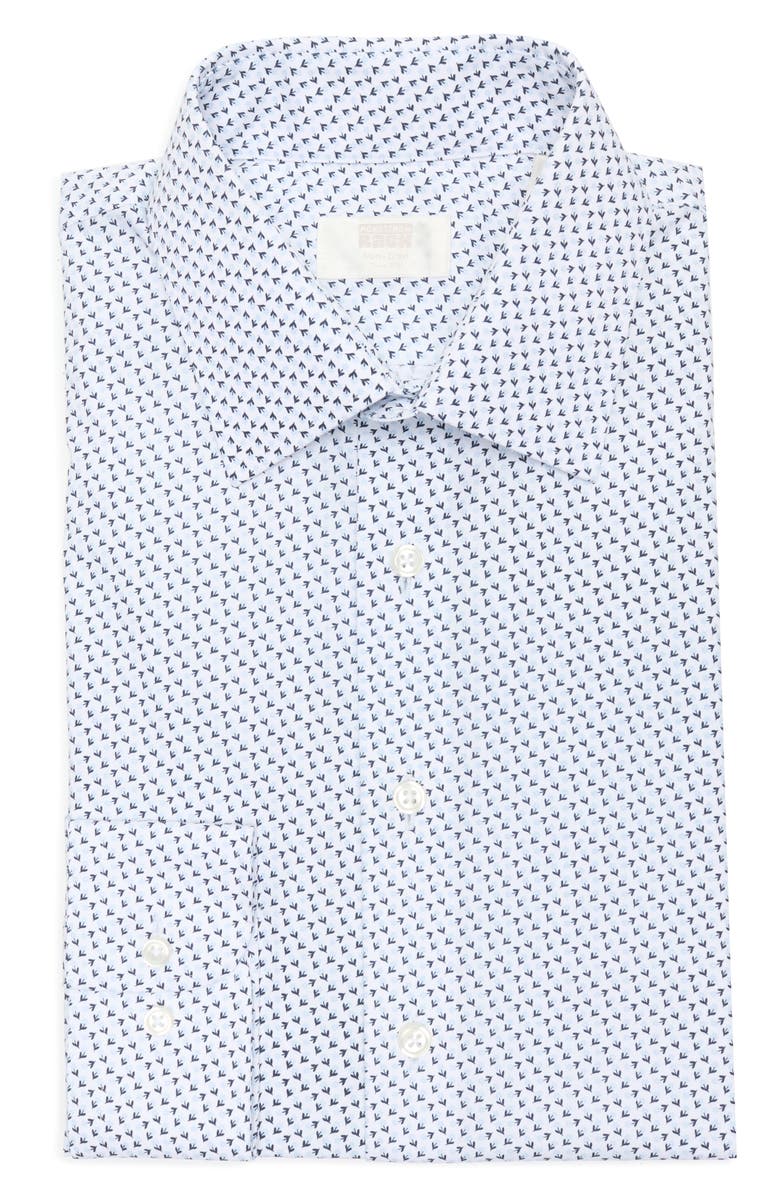 NORDSTROM RACK Trim Fit Geometric Daisy Non-Iron Dress Shirt, Alternate, color, Blue Daisy Geo