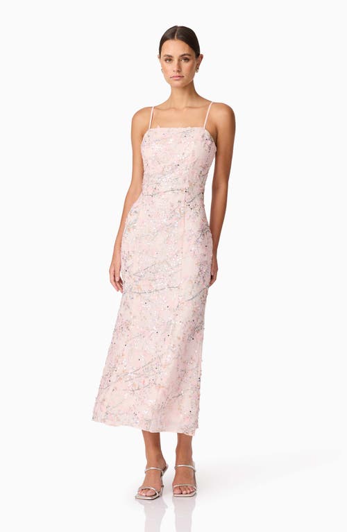 Elliatt Regina Floral Sequin Sleeveless Trumpet Gown In Pink