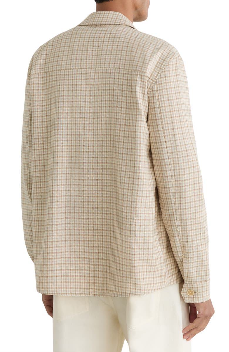 Reiss Sever Cotton & Linen Check Overshirt, Alternate, color, Oatmeal