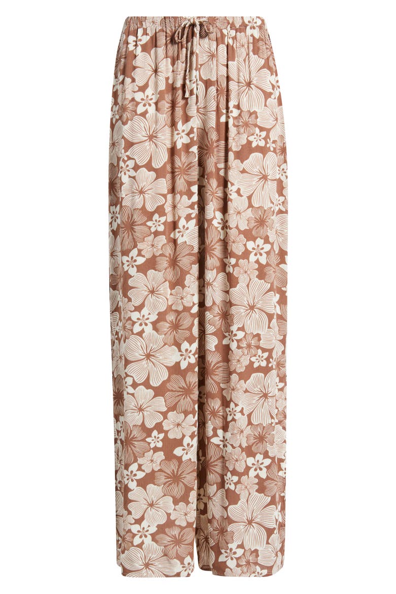 Aloha State Tie Waist Beach Pants, Alternate, color, BROWN