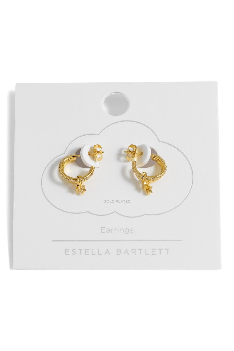 Duo Pavé Star Hoop Earrings, Alternate, color, GOLD