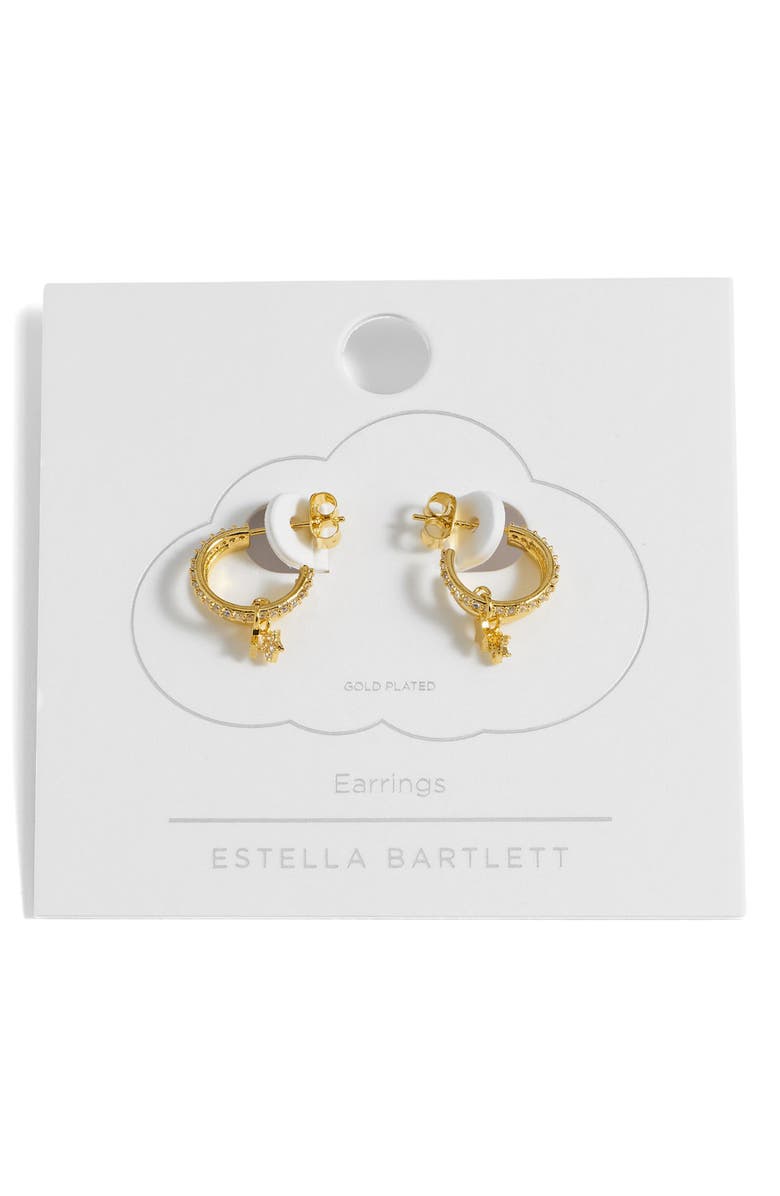 Estella Bartlett Duo Pavé Star Hoop Earrings, Alternate, color, Gold